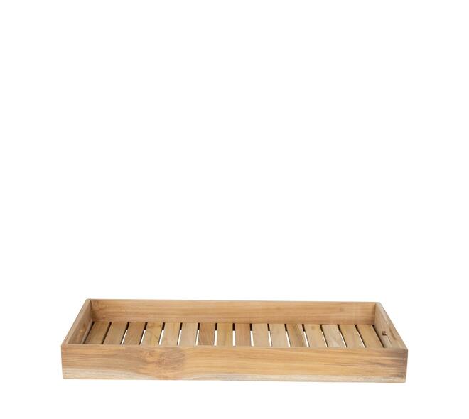 Tray rectangular teak wood with handle 58x28x6cm FSC 100%