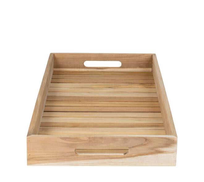 Tray rectangular teak wood with handle 58x28x6cm FSC 100%
