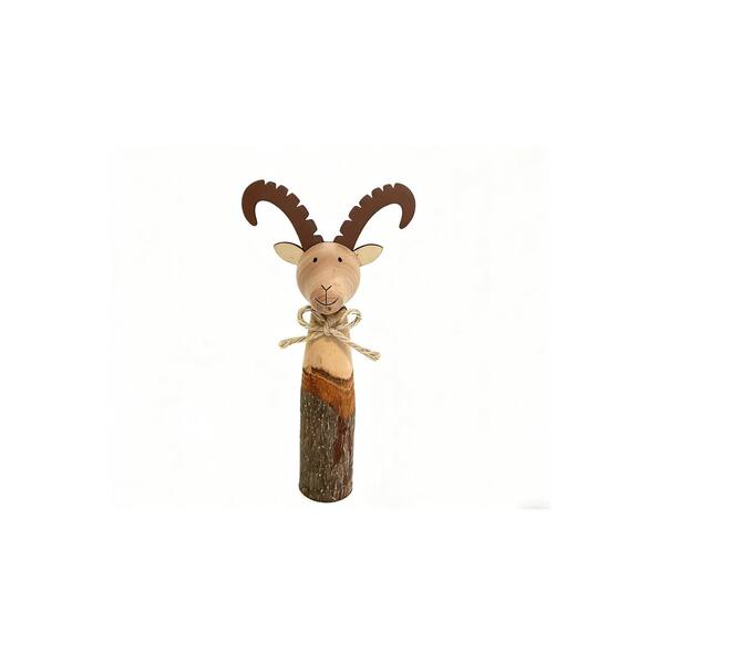 Figurine ibex pine wood 13.5x6x26.5cm FSC 100% - Natural