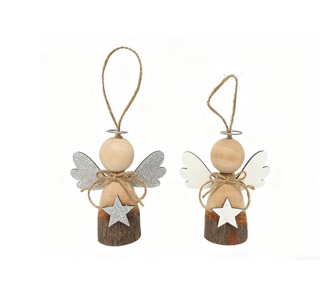 Hanger angel pine wood 9.5x4.5x11cm C2 FSC 100% - Natural