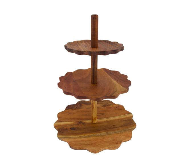 Etagiere round acacia wood 38x38x58cm KD FSC 100%
