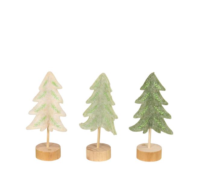 Figurine tree felt pine wood on stand 10x5x18cm C/3 FSC 100%