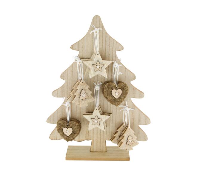 Hanger heart / star / tree felt in display mdf 5.5x6.5x6cm A/3 FSC Mix 100%