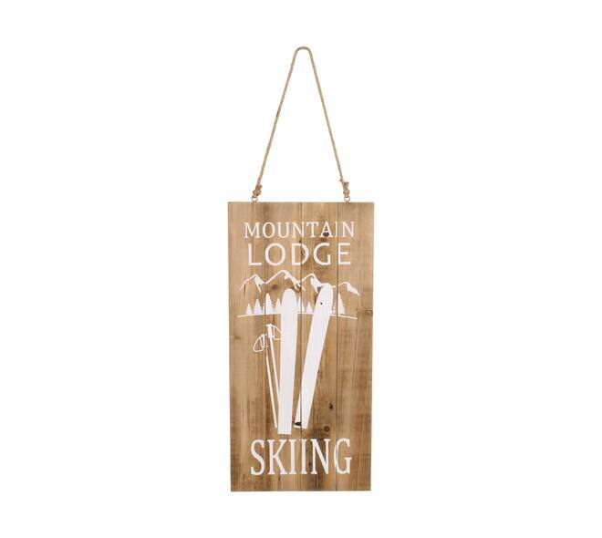 Sign Mountain lodge poplar wood 28x1.5x58cm FSC 100%