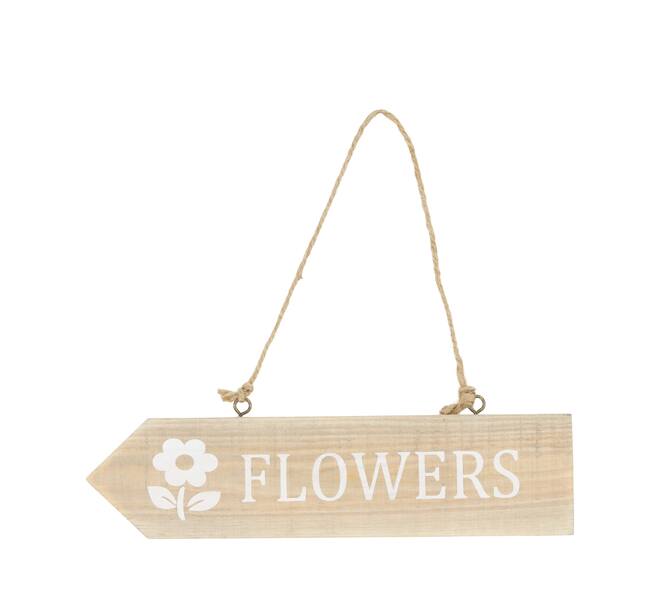 Sign flowers poplar wood with hanger 28x7x1.5cm FSC Recycled 100% - Natural