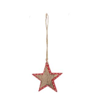 Hanger star mango wood 9x9x1.5cm
