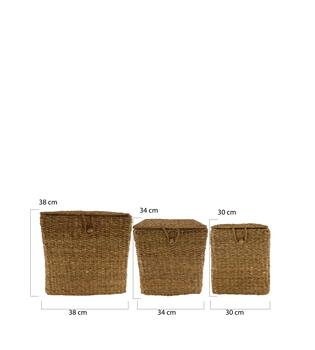 Basket rectangular with lid seagrass 38x38x38cm S3 - Natural