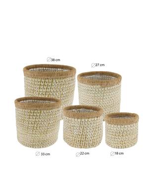 Basket round seagrass with plastic 38x38x36cm S5 - White