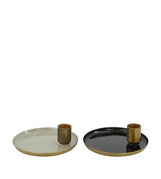 Dinnercandle holder metal 11x11x3cm C2 - Multi