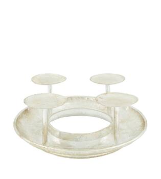 Pillar candle holder metal 28x28x10.5cm - Silver