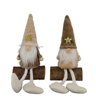 Gnome polyester on stand 7.5x4.5x14cm C2 - Brown