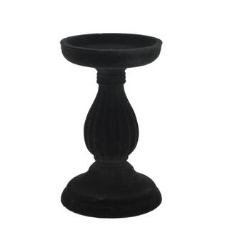 Pillar candle holder velvet mdf 10.7x10.7x17cm