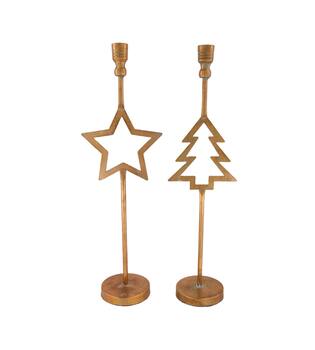Dinnercandle holder star / tree metal 16x10.6x51.5cm A/2