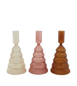 Dinnercandle holder tree glass 8.5x8.5x17cm C/3