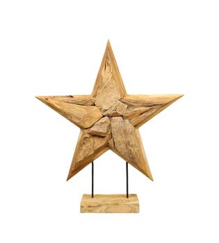 Star erosion wood on stand 55x12x68cm - Natural