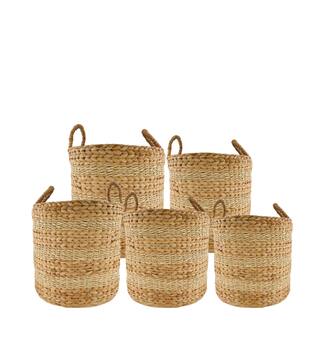 Basket round waterhyacinth with plastic 38x38x38cm S5 - Natural
