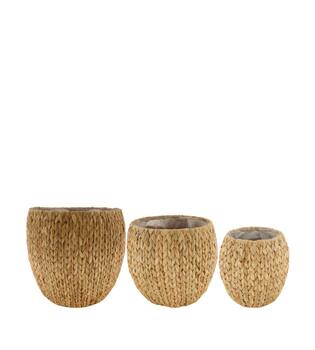 Basket round waterhyacinth with plastic 38x38x38cm S3 - Natural