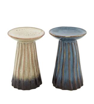 Pillar candle holder ceramic 8x8x11.9cm C2 - Grey