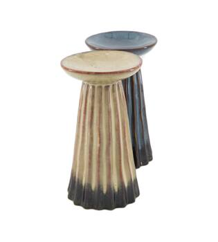 Pillar candle holder ceramic 9.2x9.2x16cm C2 - Grey