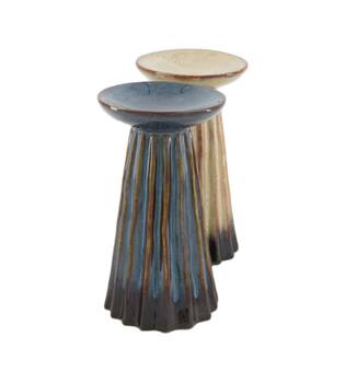 Pillar candle holder ceramic 9.2x9.2x16cm C2 - Grey