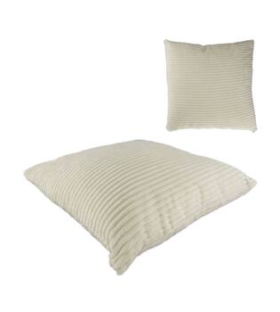 Cushion ribbed polyester 45x45x8cm - White