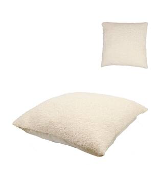 Cushion teddy polyester 60x60x8cm - White