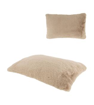 Cushion fur polyester 30x50x8cm - Cream