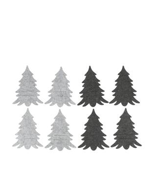 Tree cutlery holder felt 11x1x16cm 4pc C2 - Grey