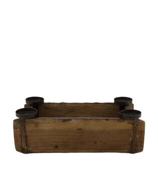 Tealight holder brickmould wood vintage 30x15x13cm