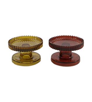 Pillar candle holder glass 10x10x6cm C/2
