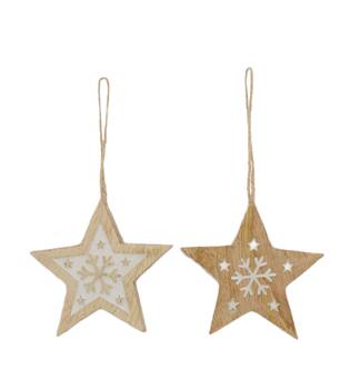 Hanger star mango wood 9x1.5x9cm  - Natural