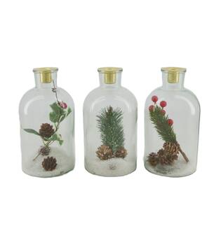 Dinnercandle holder with artificial flower glass 10.5x10.5x20cm A/3