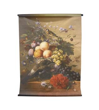 Wall art flowers mat linen with hanger 117x3x147cm