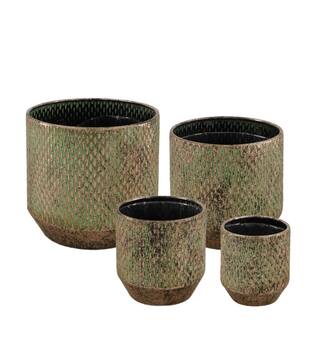 Planter metal with plastic 19.5x19.5x18cm - Gold