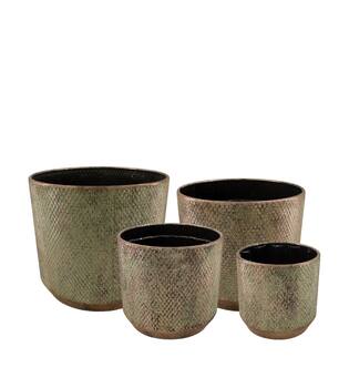 Planter metal with plastic 36.5x36.5x33.5cm S4 - Gold