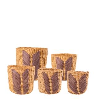 Basket seagrass with plastic 38x38x36cm S/5