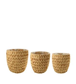 Basket round wicker pp with plastic 38x38x38cm S3 - Natural