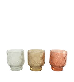 Tealight holder glass 7x7x8cm  - Brown