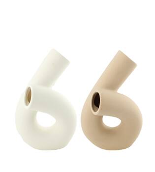 Vase ceramic 15.5x10.5x24.5cm  - White