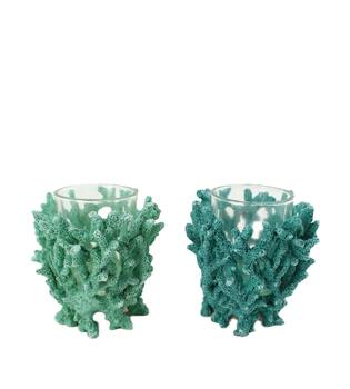 Tealight holder coral polyresin 9x9x8cm C/2