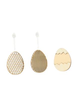 Hanger egg wood 9.5x7x0.5cm 3pc