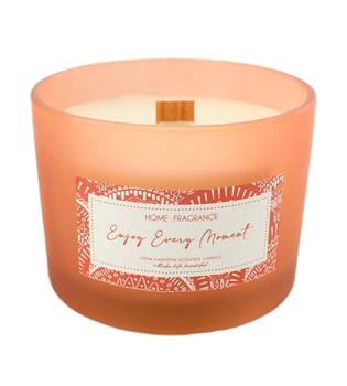 Candle flower scent wax with glass 11x11x8cm