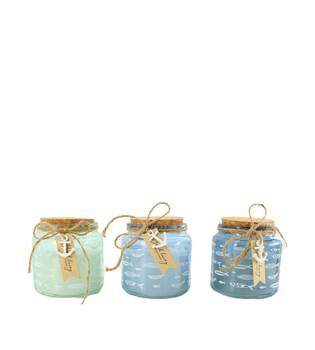 Candle cotton scent wax with glass 10x10x11cm C/3