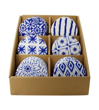 Coaster round ceramic 10.3x10.3x0.7cm - Blue
