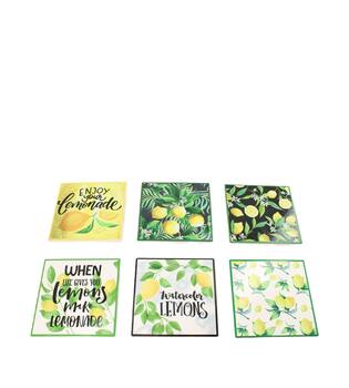Coaster square ceramic 15x15x0.7cm  - Multi
