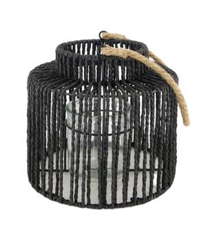 Lantern paper rope with glass 22x22x20cm