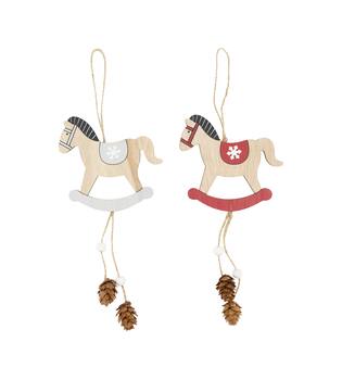 Hanger rocking horse plywood 10x2x22cm  - Red