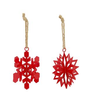 Hanger snowflake metal 15x15x18.5cm  - Red