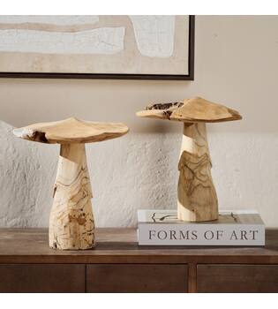 Champignon - Bois de teck - Naturel - 28x30cm