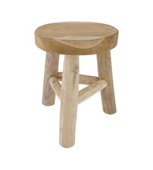 Stool 3 legs teak wood 24x24x30cm - Natural
